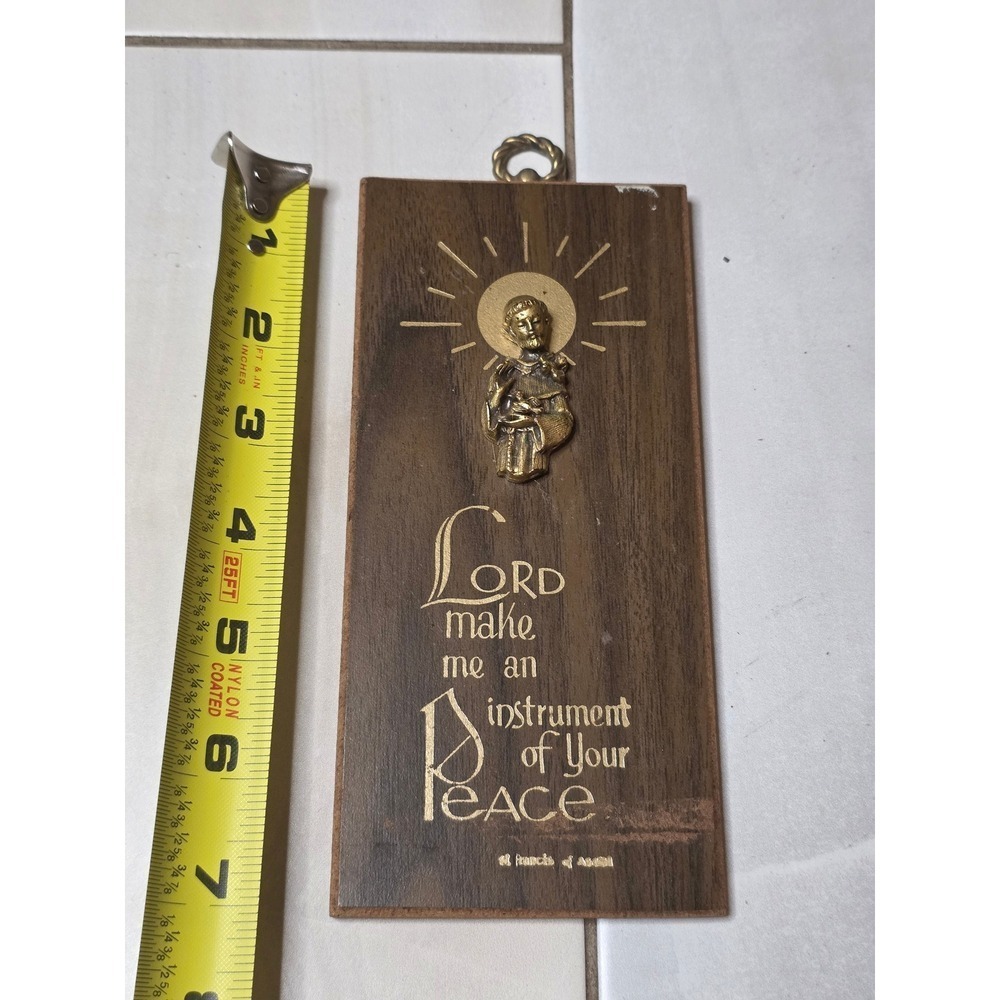 Vintage St Francis of Assisi Lord Make Me Instrument Your Peace Wall Plaque D4